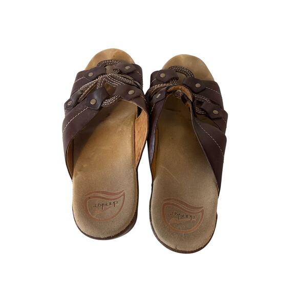 Dansko Serena Brown Leather Glower Stud Sandal Slip On women’s size 40 US 9.5-10 - Picture 2 of 7